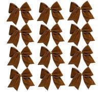 Gcroet Christmas Tree Bows 12Pcs 6x6in Velvet Christmas Bows Multi-Purpose Decorative Bowknot for Wrapping, Crafts, Garland, Swag, Wreath, Brown.