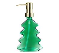 Gcroet Christmas Tree Soap Dispenser Glass 300ml, Christmas Soap Dispenser with Pump, Empty Lotion Bottles for Xmas Decor, Kitchen, Bathroom.