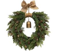 Gcroet Christmas Wreath 20 Inch Artificial Realistic Wreath with Bells, Bows, Pinecones & More Easy Hanging Low Maintenance Christmas Wreaths for Front Door, Window, Wall