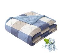 Gcroet Cooling Blanket 59x39 Breathable Cooling Comforter Absorbent Plaided Ice Blanket Washable Cotton Soft Summer Cool Blankets for Hot Sleepers, Blue