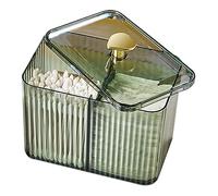 Gcroet Cotton Swabs Dispenser 3 Grids Cotton Swabs Holder Cotton Pad Dispenser with Clear Lid Cosmetic Organizer Simple Style Cotton Pad Holder Storage Box for Table Bathroom Organizer