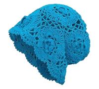 Gcroet Crochet Hats for Women Floral Breathable Slouchy Beanie Fashion Comfort Cotton Boho Hats for Women, Peacock Blue.