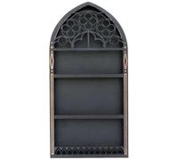 Gcroet Crystal Shelf Display for Wall, Wooden Gothic Crystal Shelf, Black Floating Shelves Old Church Window 15.7x7.8 Essential Oil Display Trinket for for Room, ..