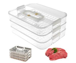 Gcroet Deli Meat Container For Fridge 3 Layer Detachable Clear Bacon Container with Time Scale Dial Freshness Multifunctional Frosted Lunch Meat with Carry Handle.