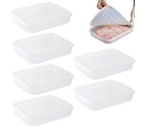 Gcroet Deli Meat Container for Fridge, 6PCS 9.7x7.3x1.4 Stackable Lunch Meat Container, Cold/Heat-Resistant Bacon Keeper with Airtigh Lid, Cold Cuts Storage Containers for Fridge..