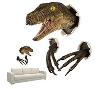 Gcroet Dinosaur Head Wall Mount, Dinosaur Head Wall Mount 3D Dinosaur Wall Art Sculpture Wall-Mounted Resin Dinosaur Statue Dinosaur Bedroom Accessories For Home