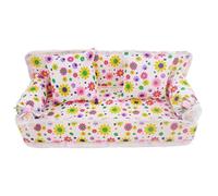 Gcroet Dollhouse Furniture 1:12 Scale Dollhouse Sofa 7.87x2.76x2.95 Inch Flower Pattern Prints Mini Sofa and Cushions Toy Accessories for Children..