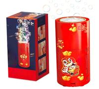 Gcroet Firework Bubble Machine with 80ml Bubble Solution 13 Holes Portable Smoke Machine with LED Lights and Music for Xmas Spring Festival with Battery.