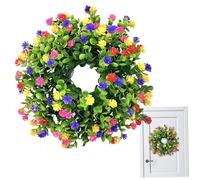 Gcroet Floral Wreath, 33cm Colorful Summer Wreath with Artificial Eucalyptus and Flowers for Front Door, All Season, Outdoor Indoor Decor..