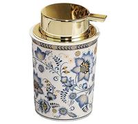 Gcroet Foaming Hand Soap Dispenser, Charming Floral Vintage Ceramic Soap Dispenser with Pump for Bathroom, 8.8 oz, Blue..