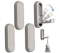 Gcroet Folding Hooks 4Pcs Heavy Duty Waterproof Wall Hooks Zinc Alloy Coat Rust Resistant Solid Color Home Bedroom for Hanging Purse Key Scarf, Silver