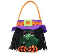 Gcroet Halloween Basket with Embroidery Hooded Handheld Candy Baskets with Witch Pattern Cute Weird Trick or Treat Bucket for Halloween Party Favor Supplies