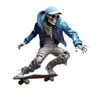Gcroet Halloween Ornaments Skeleton Figurines Resin Skateboard Cool Skeleton Figurines 2023 New Small Skull Skeleton Decor for Halloween Party Office Crafts..