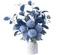 Gcroet Hydrangea Artificial Flowers 18.5 Inch Dark Blue Hydrangeas with Leaves Low Maintenance Silk Faux Hydrangea Flowers for Decoration, Wedding & More ..