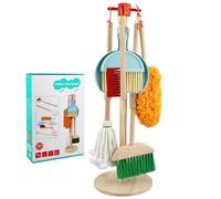 Gcroet Kids Cleaning Set Wooden Simulation Cleaning Playset Pretend Play Housekeeping Toddler Set Educational Polished for Kids 3+