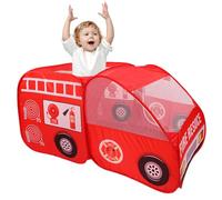 Gcroet Kids Play Tent Pops-Up Ventilation Fire Truck Shape Kids Tent with Door Flip & Top Opening Scratch-Resistant Polyester Car Playhouse with Wire Frame for Girls Boys..