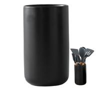 Gcroet Kitchen Utensil Holder 6.9'' Stable Cooking Utensil Holder Farmhouse Ceramic Minimalist Matte Black Kitchen Storage Organizer for Countertops