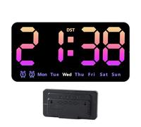Gcroet LED Digital Wall Clock - 8.5 Inch LED Wall Clock with Temperature Display, Battery Operated with Dual Alarm for Home, Office, Bedroom, Blue..