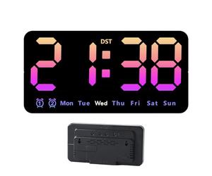 Gcroet LED Digital Wall Clock - 8.5 Inch LED Wall Clock with Temperature Display, Battery Operated with Dual Alarm for Home, Office, Bedroom, Blue..