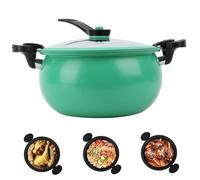 Gcroet Mini Pressure Cooker, Large Capacity Fast Heating Pressure Pot with Lock Handles, Non-stick Multi-Function Micro Stockpot for Gas, Induction, Electric Stoves, Green