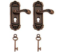 Gcroet Miniature Door Handle with Mini Key 2 Sets 1:12 Dollhouse Door Knocker Metal Miniature Knobs for Dollhouse Accessories Mini Furniture Accessories Bronze..
