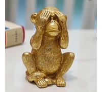 Gcroet Monkey Decor for Office Desk, Gold Resin Monkeys Figurine 6 Inch, Shelf Decor Statue for Home Living Room Style 1