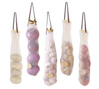 Gcroet Onion Bag 5Pcs Hanging Mesh Onion Storage Bags Long Reusable Mesh Produce Bags Garlic Keeper Potatoes Storage Container for Fruit Veggies Garbage Bag