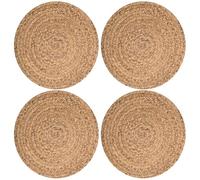 Gcroet Place Mats for Table 4, 10 Inch Round Rattan Placemats, Papyrus Woven Placemats for Kitchen Dining Table..