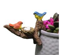 Gcroet Pot Huggers for Planter, Resin Birds Perched on Branches Flower Pot Hugger, Hanging Plant Decorations for Pots, Terrarium, Fish Tank, Bonsai Decor