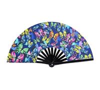 Gcroet Rave Hand Fan Glow-in-the-Dark Butterfly Pattern Rave Fans for Men Women Bamboo Folding Hand Fan for EDM, Music Festival, Club, Party