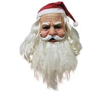Gcroet Santa Claus Mask with Hat - Realistic Full Beard Wrinkled Latex Simulation Christmas Mask for Party Cosplay Costume
