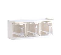 Gcroet Seasoning Box Clear Spice Pots 3 Pieces Condiment Storage Box with Cover Spoon Handle