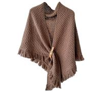 Gcroet Shawl Wraps for Women Crocheted Pashmina with Buckle Caramel Tassels Sweater Shawl Warm Triangle Scarf for Fall Winter.