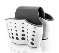 Gcroet Sink Sponge Holder 5.7x4.9x5.5 In Saddle Faucet Sponge Caddy with Drain Hole & 2 Compartments Kitchen Sink Holder for Brushes, Sponges, Soap, Utensils