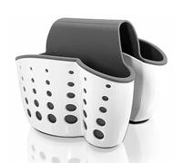 Gcroet Sink Sponge Holder, Plastic Kitchen Sink Caddy, Saddle Faucet Sponge Caddy with Drain Hole, Kitchen Holder for Brushes, Sponges, Soap, Utensils