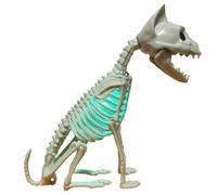 Gcroet Skeleton Cat Scary Sitting Cat Skeleton Halloween Animals with Movable Jaw & Flashing Light 5.9x8.7in Decor for Home, Party, Haunted House.