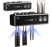 Gcroet Smart Toothbrush Holder with UV Sterilization and Automatic Toothpaste Dispenser, Wall Mounted Electric Toothbrush Organizer with Drying Function, Black