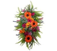 Gcroet Sunflower Wreaths, 16 Inch Artificial Wildflower Wreath for Front Door, Colorful Spring Summer Door Hanging Decoration for Home Porch and Wall Decor