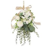Gcroet Teardrop Wreath - White Artificial Floral Swag Eucalyptus and Chrysanthemum Hanging Decor for Wedding, Holiday, and Farmhouse Wall..