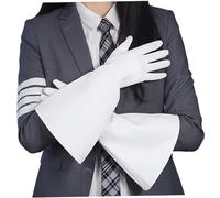 Gcroet White Leather Gloves Long, 15 Inch PU Gauntlet Gloves with Flared Cuff for Cosplay, Themed Events & Fashion