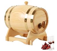 Gcroet Wine Barrel 1.5L Oak Barrel with Tap Aging Whiskey with Wooden Stand Leak Proof Home Bar Decor Display and Storage for Home Brewer Liquors Wine Beer Logcolor