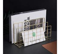 Gcroet Wire Vertical Desk Tidy A4 File Holder 3 Upright Assembled Document Letter Paper Organiser Sorter Rack,Desktop Letter Tray Organizer,Paper Tray Letter File Organizer Metal Bookshelf Golden