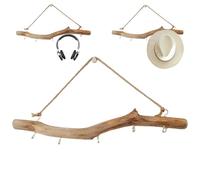 Gcroet Wood Wall Hooks Natural, 16 Inch Driftwood Hanger with 5 Prongs, Rustic Organizer for Entryway and Bedroom Decor