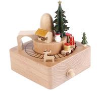 Gcroet Wooden Music Box, 4x6 Christmas Music Box Hamlet Tunnel With Small Moving Magnetic Train Clockwork Musical Movement For Lover Friends And Children.