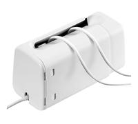 GCRQ Adjustable Power Strip Cover Box Cable Management Box- Childproof Safety with Patented Dual Lock & Finger-Safe Vent Design. Universal Fit for Multi-Outlet Protectors, Cord Organizer (White)