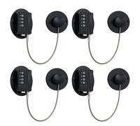 GCRQ Fridge Lock Child Safety 4-Digit Password Cabinet Lock, Upgraded Refrigerator Lock with Combination, for Door, Drawer, Freezer, Windows, Protect Children and Prevent Theft (Black 4 Pcs)