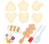 GCRQ Onigiri Mold, 9 Pcs Triangle Rice Ball Mold Sushi Maker Kit Musubi Press with Rice Paddle and Brush for Lunch Bento and Beginners(Beige)