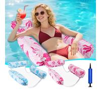 GCRQ Pool Inflatables Floats for Adults, 2-Pack Multi-Purpose Pool Hammock Floating Chairs, Heavy Duty PVC Material, Water Floats for Swimming Pool, Beach, Summer Pool Toys Party Gifts (Blue, Pink)