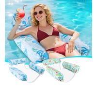 GCRQ Pool Inflatables Floats for Adults, 2-Pack Multi-Purpose Pool Hammock Floating Chairs, Heavy Duty PVC Material, Water Floats for Swimming Pool, Beach, Summer Pool Toys Party Gifts (Blue, Green)