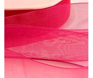 GCS 1 x 50 Yards Organza Ribbon 1" Inch / 25mm Hot Pink 46 meters / 50 yards